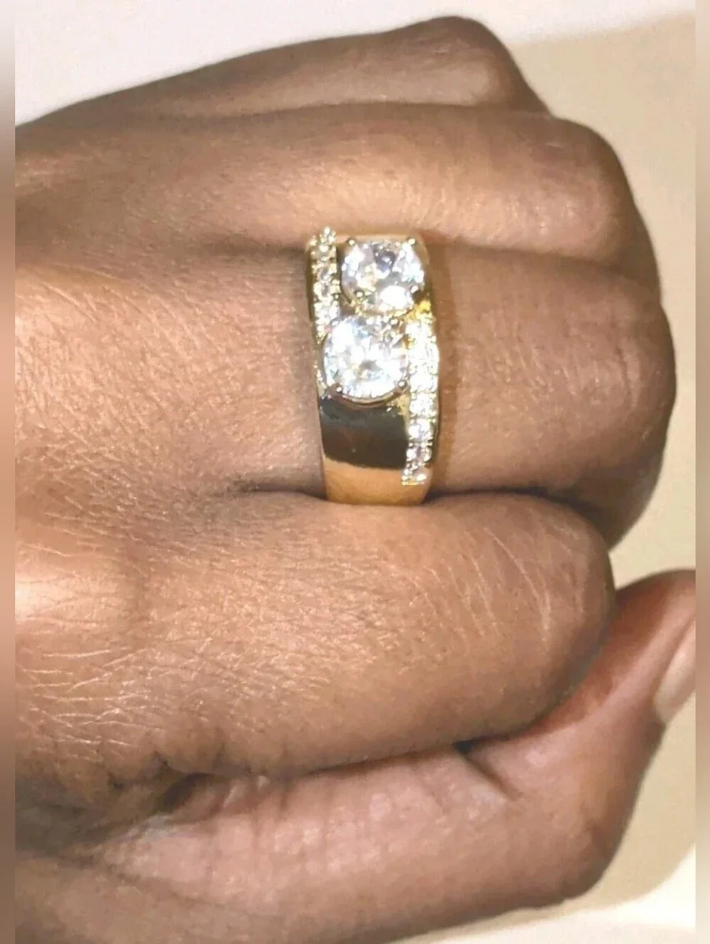 Men's 3 Ct Round Cut Moissanite Prong Engagement Ring 14K Yellow Gold Plate Sz 9
